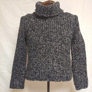 Express Handknitted Cozy Loose Turtleneck Sweater in Black & Grey